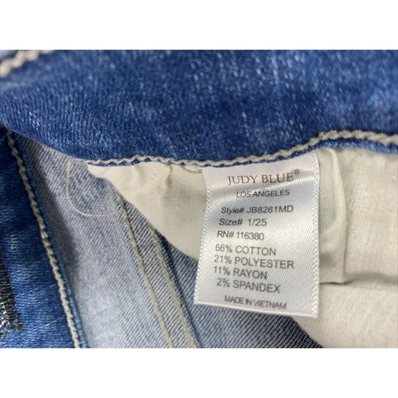 Judy Blue Jeans womens 1/25 Skinny Fit Distressed Blue Stretch ripped - Picture 2 of 11